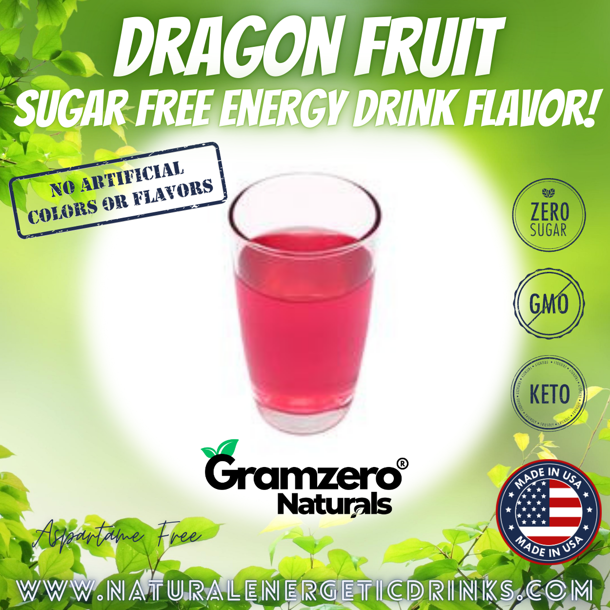 All Natural DRAGON FRUIT Sugar Free Drink Mix ๐ Flavor Energy Drinks