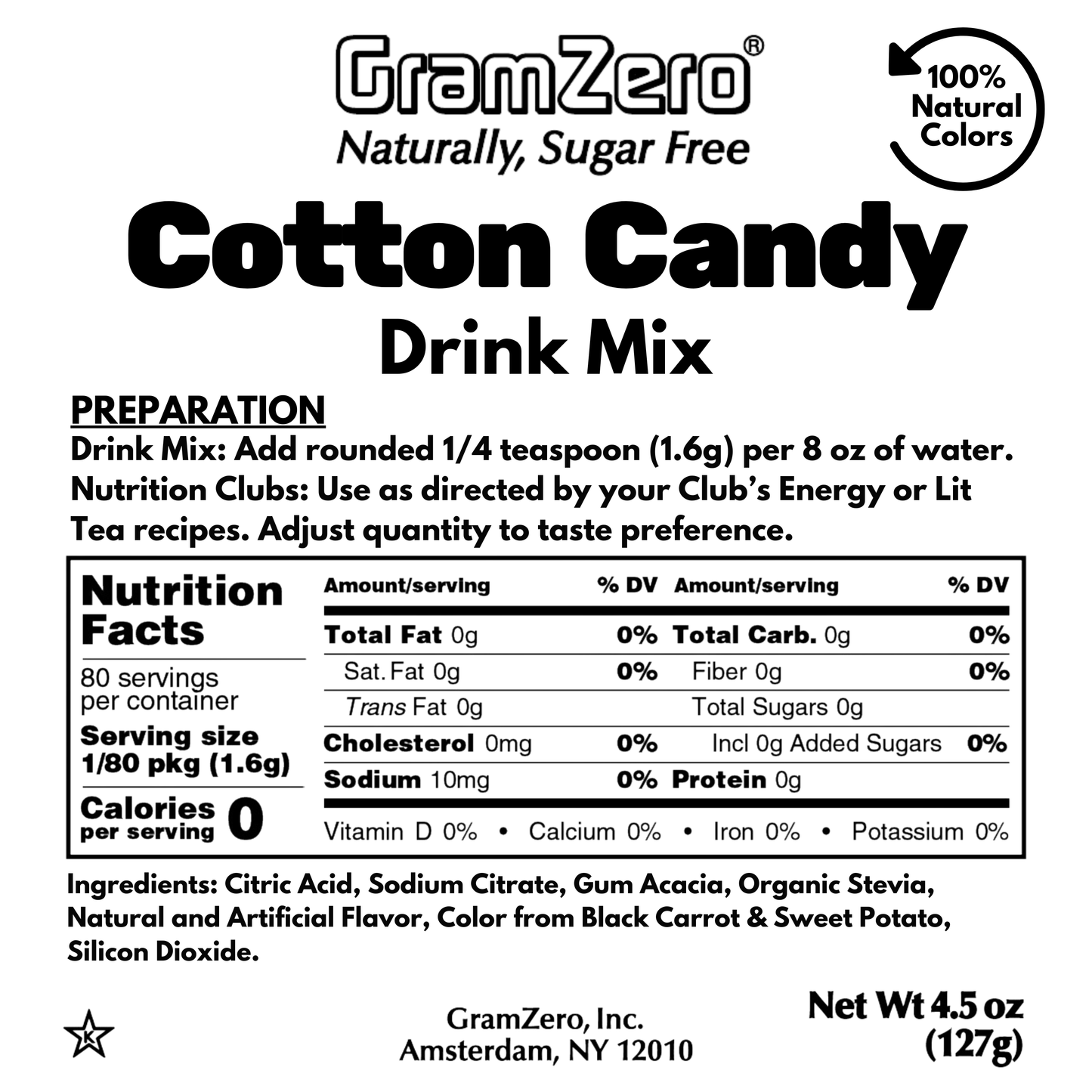 Natural Color COTTON CANDY Sugar Free Drink Mix 🍭 Flavor Energy Drinks