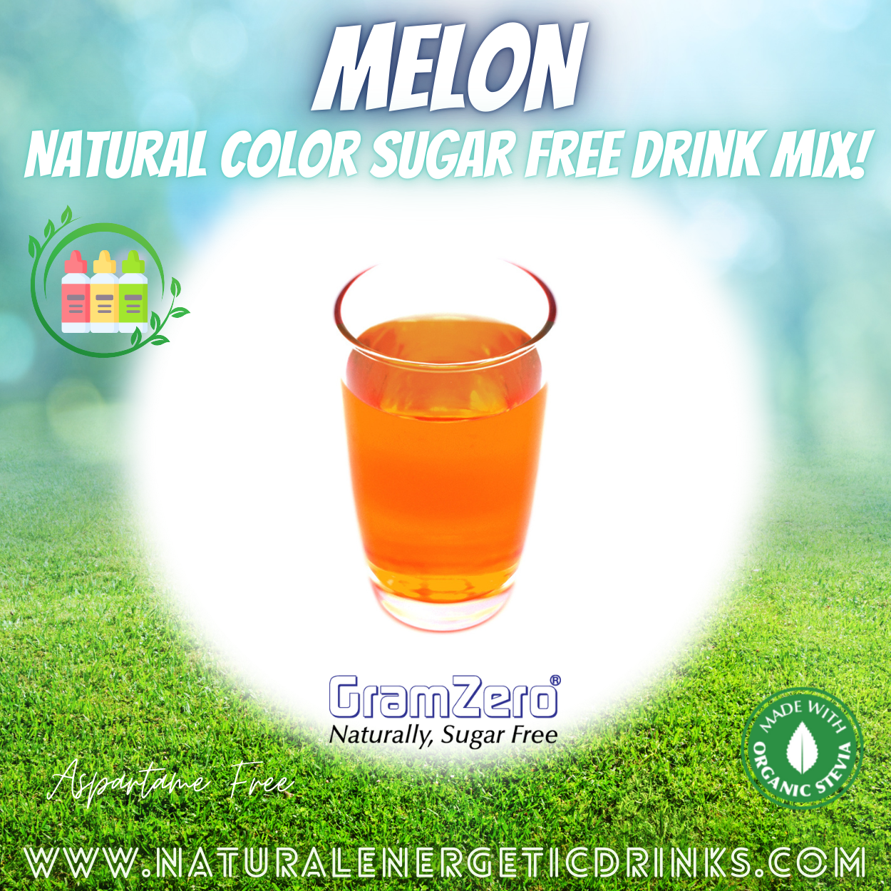 Natural Color MELON Sugar Free Drink Mix 🧡 Flavor Energy Drinks