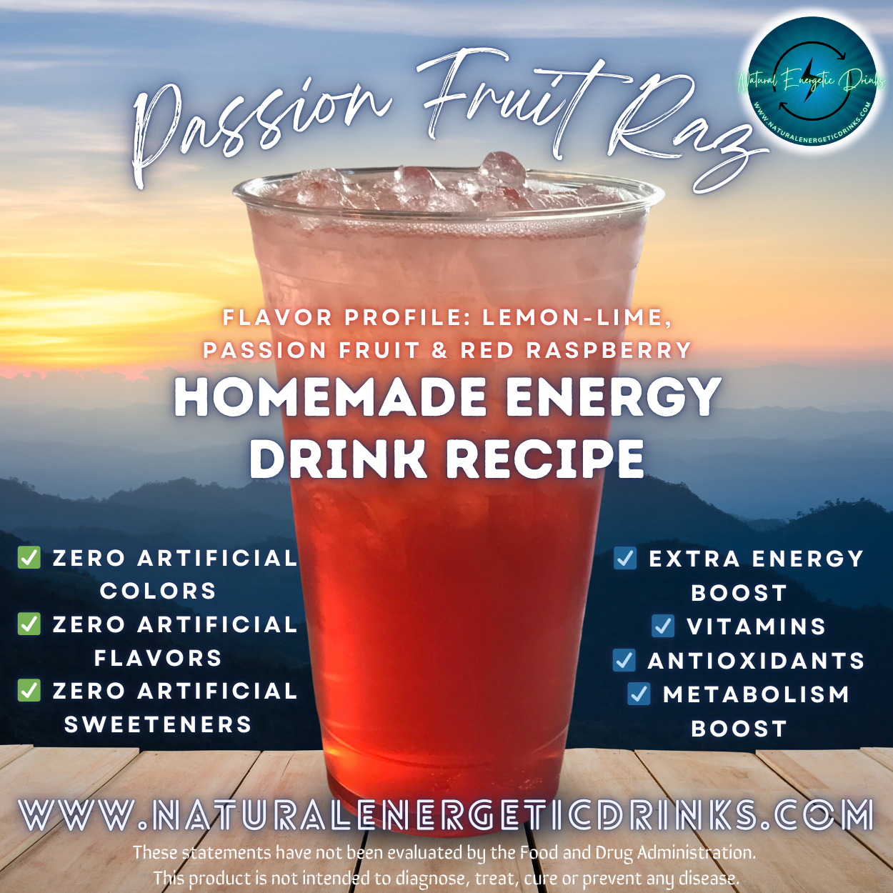 Homemade Energy Drink Recipe ⚡ Passion Fruit Raz Power Drink