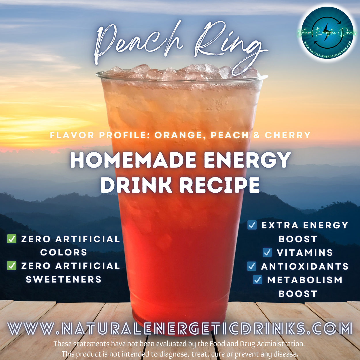 Homemade Energy Drink Recipe ⚡ Peach Ring Power Drink