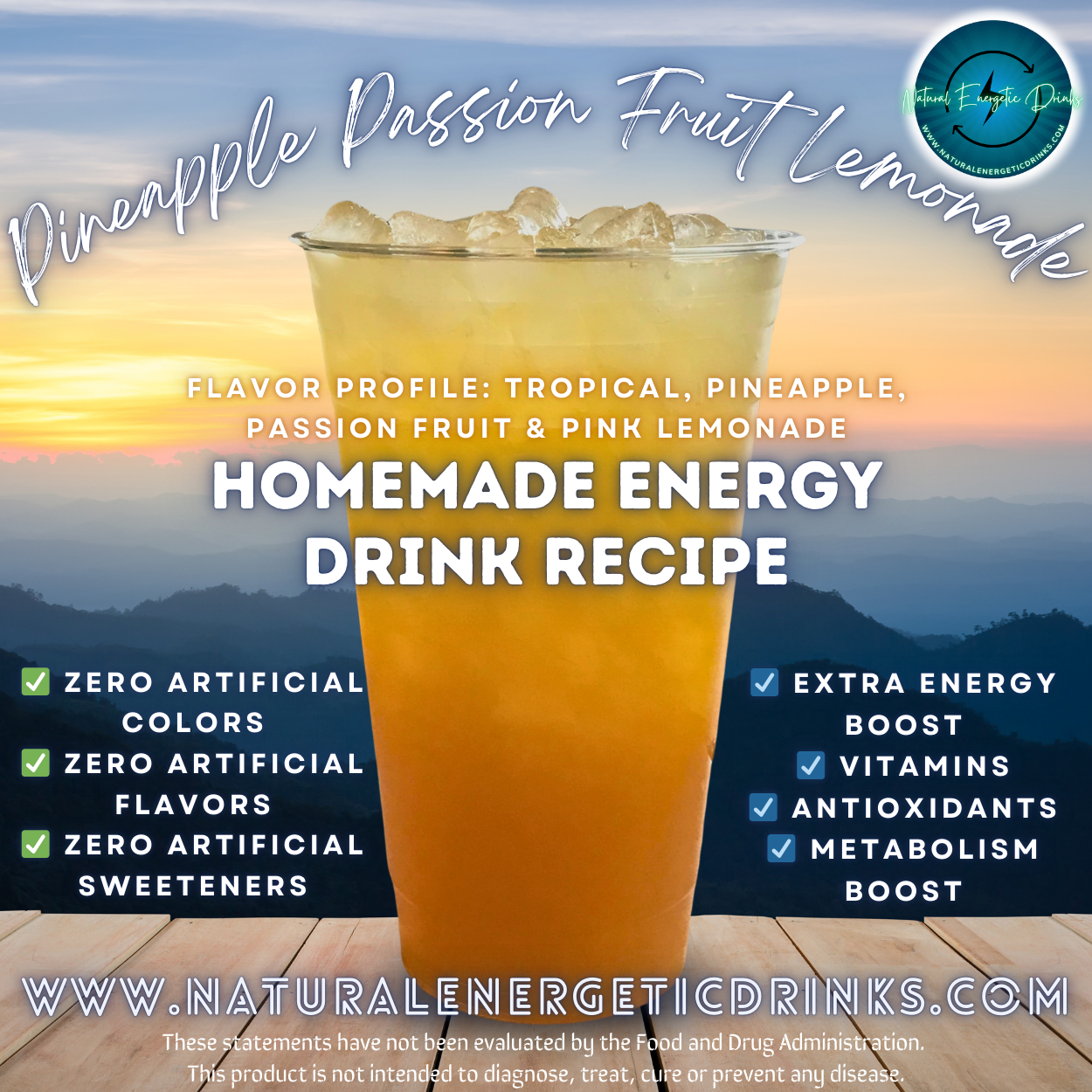 Homemade Energy Drink Recipe ⚡ Pineapple Passion Fruit Lemonade Power Drink