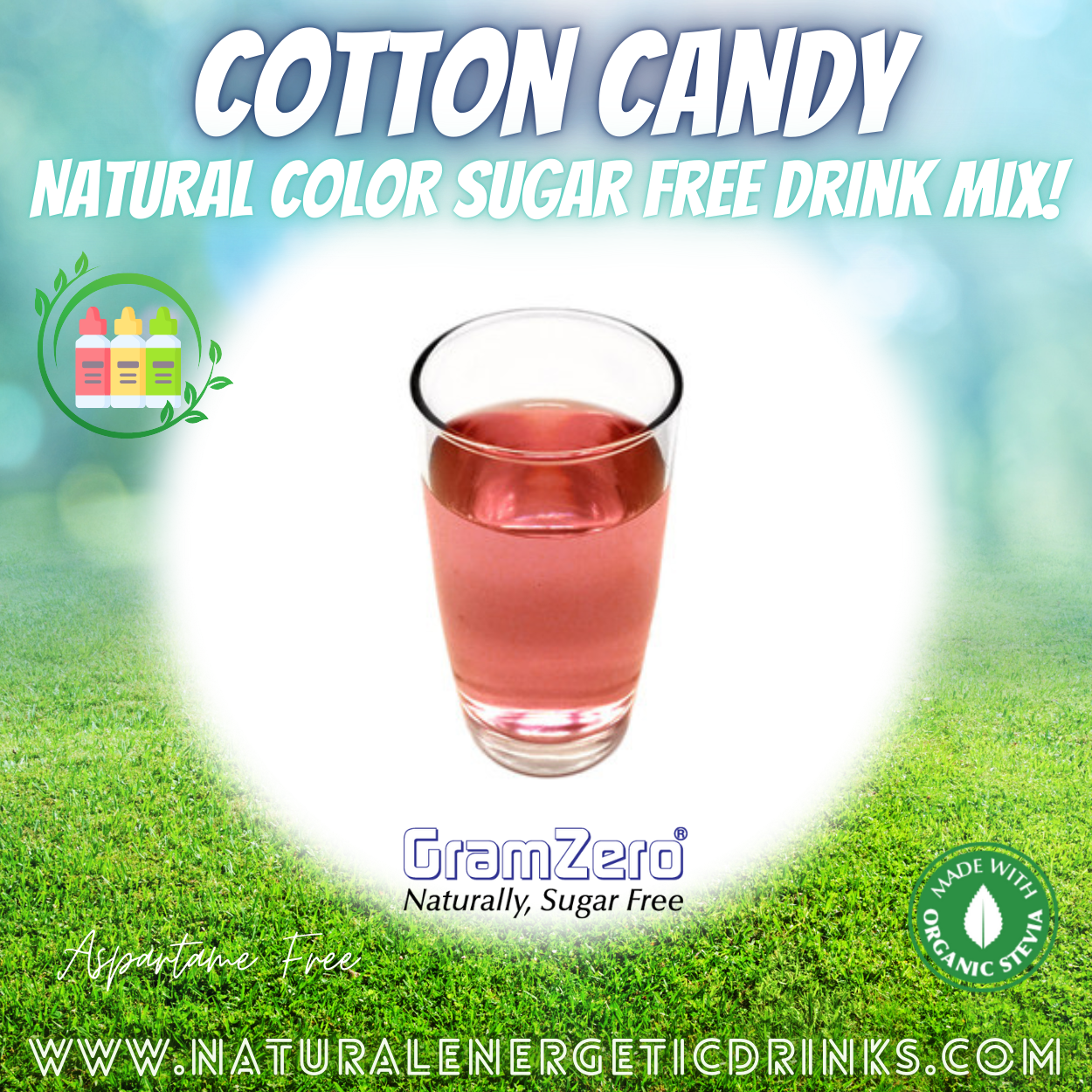 Natural Color COTTON CANDY Sugar Free Drink Mix 🍭 Flavor Energy Drinks