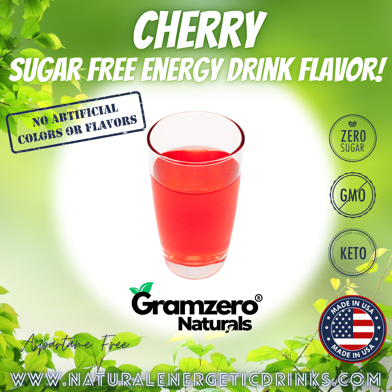 All Natural CHERRY Sugar Free Drink Mix 🍒 Flavor Energy Drinks
