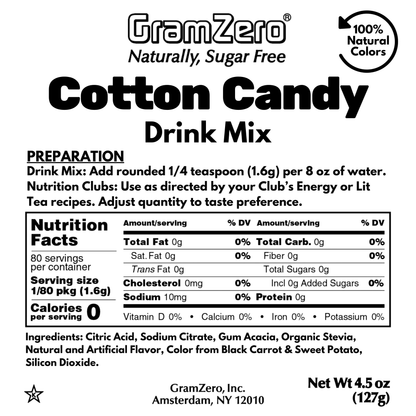 Natural Color COTTON CANDY Sugar Free Drink Mix 🍭 Flavor Energy Drinks