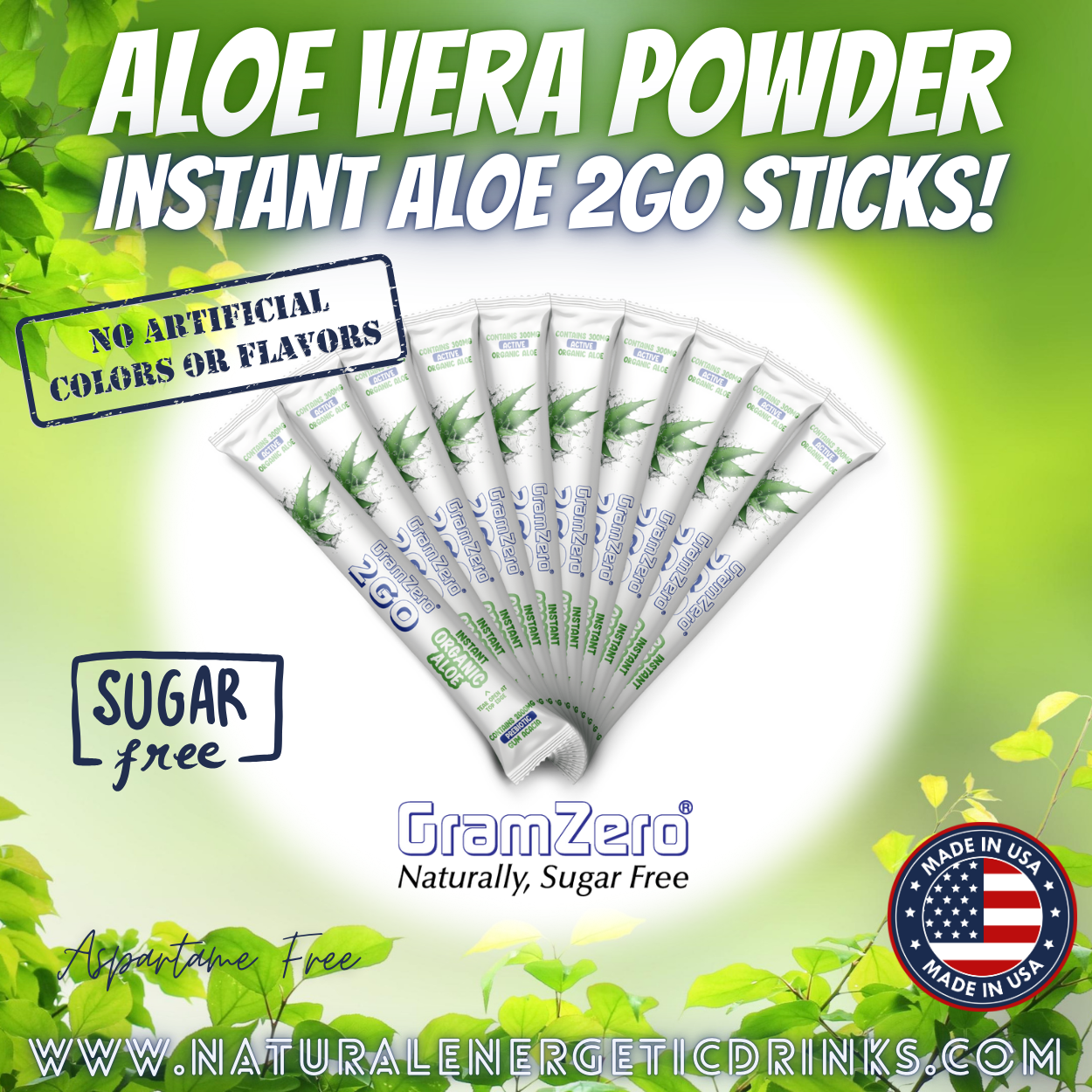 Pure Aloe Vera Drink Mix 🌱 Instant Organic Aloe Powder 2GO Sticks