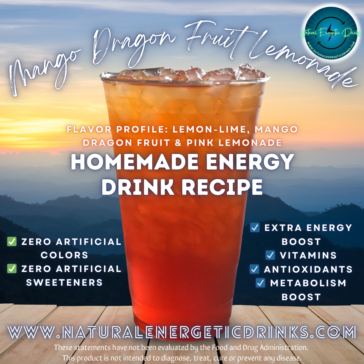 Homemade Energy Drink Recipe ⚡ Mango Dragon Fruit Lemonade Power Drink