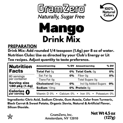 Natural Color MANGO Sugar Free Drink Mix 🥭 Flavor Energy Drinks