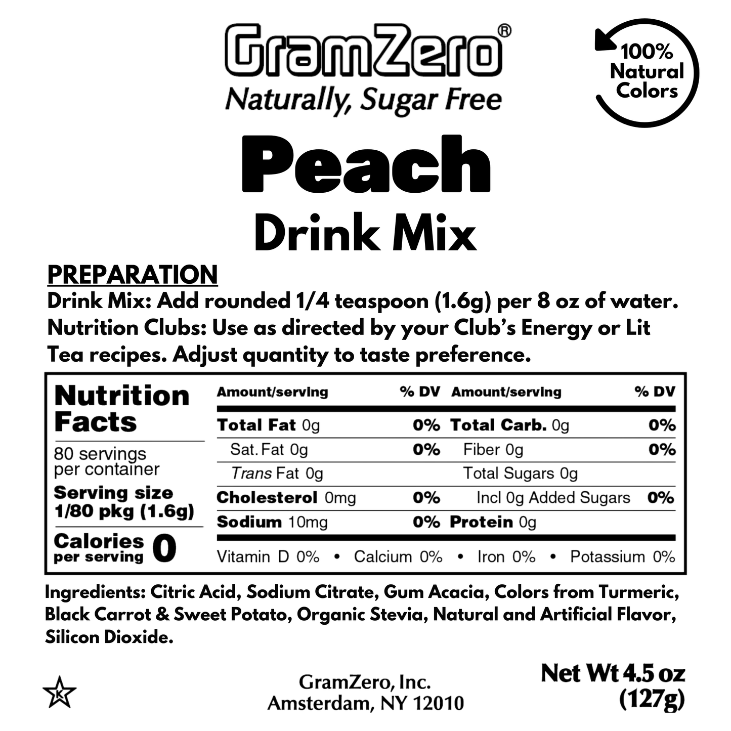 Natural Color PEACH Sugar Free Drink Mix 🍑 Flavor Energy Drinks