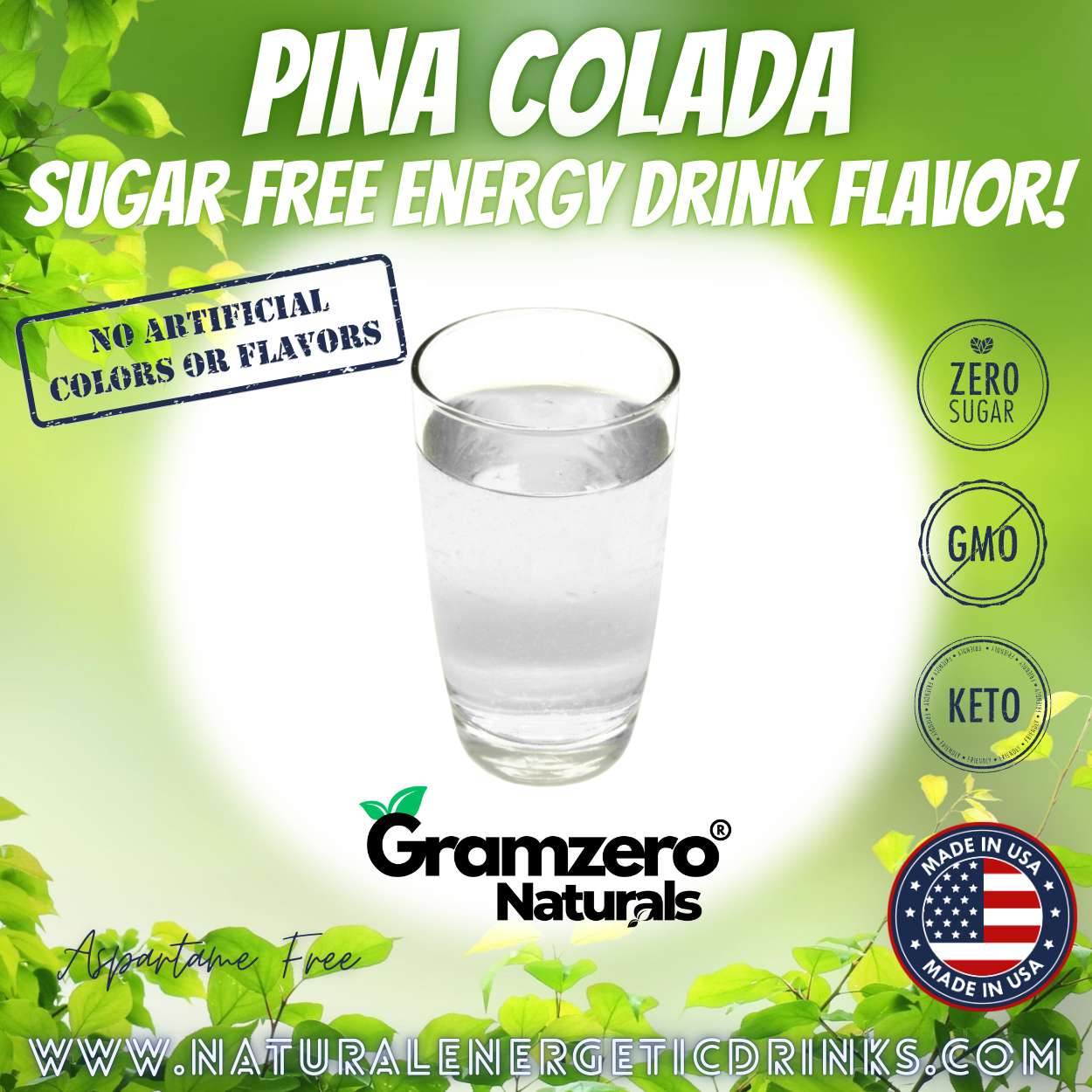 All Natural PINA COLADA Sugar Free Drink Mix 🍹 Flavor Energy Drinks