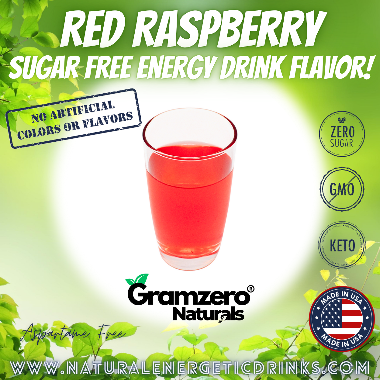 All Natural RED RASPBERRY Sugar Free Drink Mix ❣️ Flavor Energy Drinks