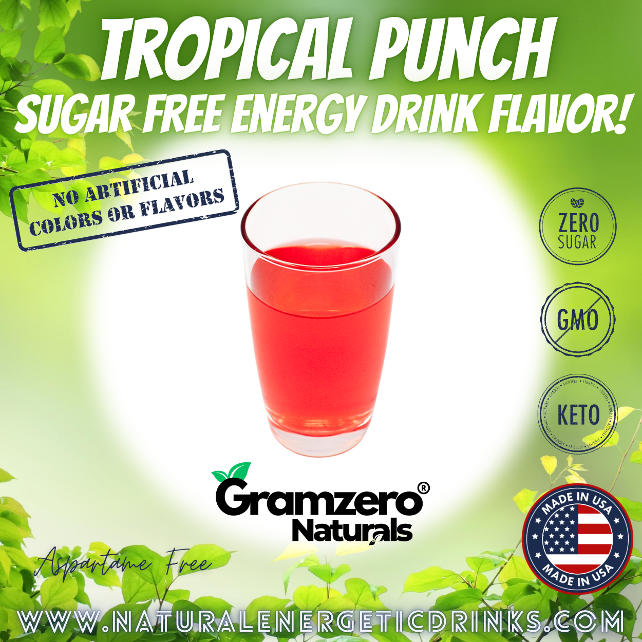 All Natural TROPICAL PUNCH Sugar Free Drink Mix 🏝️ Flavor Energy Drinks